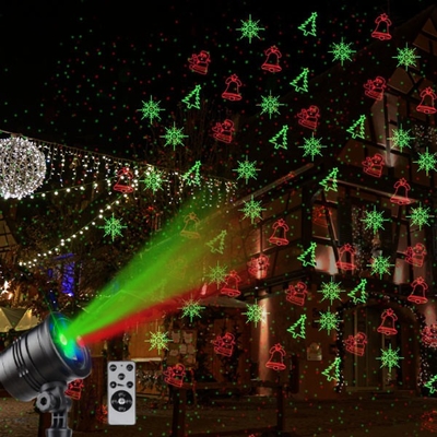 크리스마스 적녹 레이저 파티 빛 야외 플러그인 IP65 방수 돌기부 광